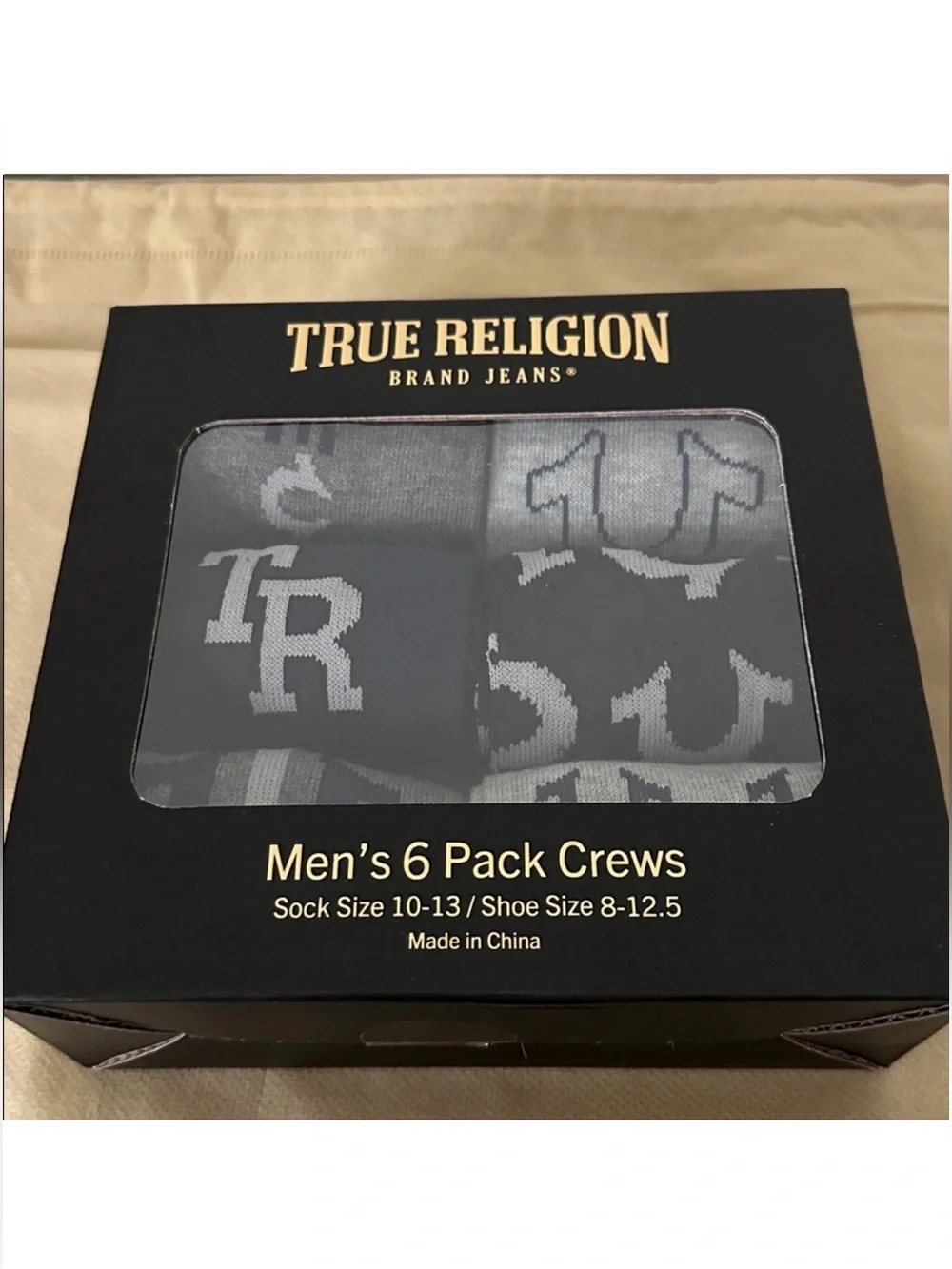 True Religion Men's Casual Crew Socks - Navy, Gray and Black 6 pairs